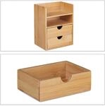 Relaxdays Schreibtisch Organizer Bambus Natur 2 Schubladen 24 cm x 19 cm x 13 cm