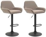 CLP 2er Set Barhocker Braga Stoff Taupe/Schwarz