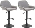 CLP 2er Set Barhocker Braga Stoff Grau/Schwarz