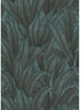 Bricoflor Palmenblätter Tapete in Petrol Ideal für Esszimmer und Schlafzimmer