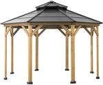 Sunjoy Gazebo Eggi Zedernholz 395 cm x 395 cm Anthrazit