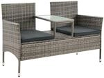 Juskys Polyrattan Gartenm&ouml;bel Sitzgruppe Monaco Grau Meliert und Dunkelgraue Bez&uuml;ge