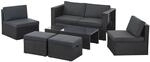 Juskys Polyrattan Lounge Salou Schwarz Grau