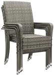 Juskys Polyrattan Gartenst&uuml;hle Yoro 4er Set Stapelbar mit Armlehnen Grau Meliert