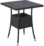 Juskys Polyrattan Gartentisch Yoro Quadratisch Schwarz 60x60 cm