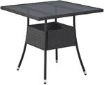 Juskys Polyrattan Gartentisch Yoro Quadratisch Schwarz 80x80 cm