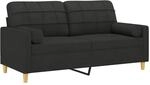 vidaXL 2-Sitzer-Sofa mit Zierkissen Schwarz 140 cm Stoff 3200786