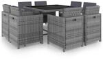 vidaXL 9-tlg Garten-Essgruppe mit Auflagen Poly Rattan Anthrazit Modell 1