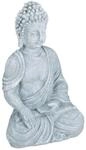 Relaxdays Buddha Figur Polyresin Hellgrau Wetterfest Frostsicher 40 cm x 24 cm x 15