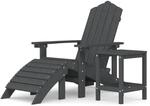 vidaXL Adirondack-Gartenstuhl mit Hocker & Tisch HDPE Anthrazit
