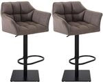 CLP 2er Set Barhocker Damaso Stoffbezug Grau/Schwarz