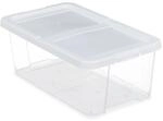 Relaxdays Schuhboxen Kunststoff Wei&szlig; Stapelbar mit Deckel 12,5 cm x 20 cm x 34,5 cm
