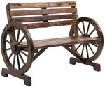 Outsunny Gartenbank mit Kutschenr&auml;dern Armlehnen und Latten-Fl&auml;chen