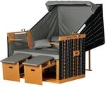 Outsunny Strandkorb Holz PE-Rattan Schaumstoff Hellgrau B118 x T79 x H160 cm