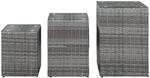 vidaXL Beistelltische 3 Stk. mit Glasplatte Grau Poly Rattan