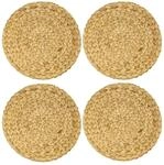 HMF 37231-S4 Tischset Rund Geflochten aus Wasserhyazinthe Platzset Abwaschbar 4er Set