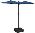 vidaXL Doppel-Sonnenschirm mit LED-Leuchten Azurblau 316x145 cm 362976