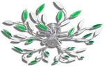 vidaXL Deckenlampe G&uuml;ne und Wei&szlig;e Bl&auml;tterranken mit Acryl-Bl&auml;ttern 5x E14 241478
