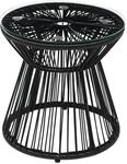 Outsunny Ratten Beistelltisch Eisen PE-Rattan Glas Schwarz 40L x 40B x 42H cm