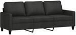 vidaXL 3-Sitzer-Sofa Schwarz 180 cm Stoff 359175