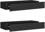 vidaXL Wandregale mit Schubladen 2 Stk Schwarz 60x23,5x10 cm MDF 330258