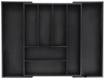 Relaxdays Besteckkasten Bambus MDF Schwarz Ausziehbar 6,5 cm x 35 cm x 43,5 cm 1,7 kg