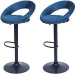 MCW Barhocker F46 2er-Set Samt Petrol-Blau