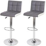 MCW Barhocker G87 2er-Set Kunstleder Grau-Wei&szlig; Chromfu&szlig;