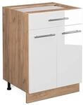 Vicco K&uuml;chenunterschrank Fame-Line Wei&szlig; Hochglanz/Goldkraft Eiche 60 cm mit