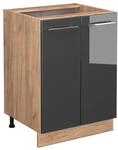 Vicco K&uuml;chenunterschrank Fame-Line Anthrazit Hochglanz/Goldkraft Eiche 60 cm ohne