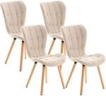 CLP 4er Set Esszimmerst&uuml;hle Elda Stoff Creme