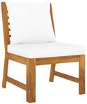 vidaXL Modular-Mittelsofa mit Cremewei&szlig;en Kissen Akazie Massivholz 311842