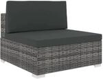 vidaXL Modular-Sofa-Mittelteil 1 Stk Auflagen Poly Rattan Grau 46795