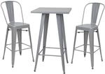 MCW Stehtisch-Set A73 Metall 3-teilig Grau