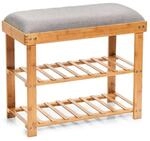 Zeller Schuhbank mit 2 Ablagen Bambus/Polyester 60 cm x 50 cm x 29 cm Grau