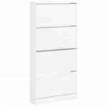 vidaXL Schuhschrank mit 4 Klappen Wei&szlig; 80x21x163,5 cm 3214364