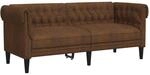 vidaXL Chesterfield-Sofa 2-Sitzer Braun Stoff 372555
