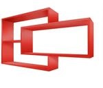 Coemo Wandregal KARO 104x20x59cm aus Holz in Rot Wandregal KARO 104x20x59cm aus Holz