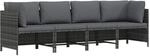 vidaXL 4-Sitzer-Gartensofa mit Kissen Grau Poly Rattan 313501