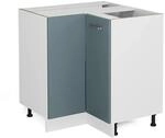 Vicco Eckunterschrank R-Line Blau-Grau/Wei&szlig; 76 cm ohne Arbeitsplatte