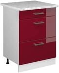 Vicco K&uuml;chenunterschrank R-Line Bordeaux Hochglanz/Wei&szlig; 60 cm mit Schubladen...