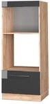 Vicco Mikrowellenschrank Fame-Line Anthrazit Hochglanz/Goldkraft Eiche 60 cm Offen