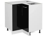 Vicco Eckunterschrank R-Line Schwarz Hochglanz/Wei&szlig; 76 cm ohne Arbeitsplatte