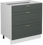 Vicco K&uuml;chenunterschrank Fame-Line Gr&uuml;n-Gold Landhaus/Wei&szlig; 80 cm mit 3 Schubladen