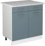 Vicco K&uuml;chenunterschrank R-Line Schubladenschrank f&uuml;r die K&uuml;che Blau-Grau/Wei&szlig; 80