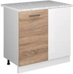 Vicco Eckunterschrank R-Line K&uuml;chen Eckschrank Sonoma/Wei&szlig; 86 cm AP Marmor