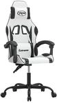 vidaXL Gaming-Stuhl Drehbar Wei&szlig; und Schwarz Kunstleder 349577