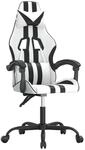 vidaXL Gaming-Stuhl Drehbar Wei&szlig; und Schwarz Kunstleder 349529
