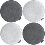 DuneDesign 4 Runde Sitzkissen aus Filz &Oslash; 35 cm 3 cm Stark in Grau