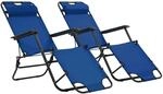 vidaXL Klappbare Sonnenliegen 2 Stk mit Fu&szlig;ablage Blau 44342